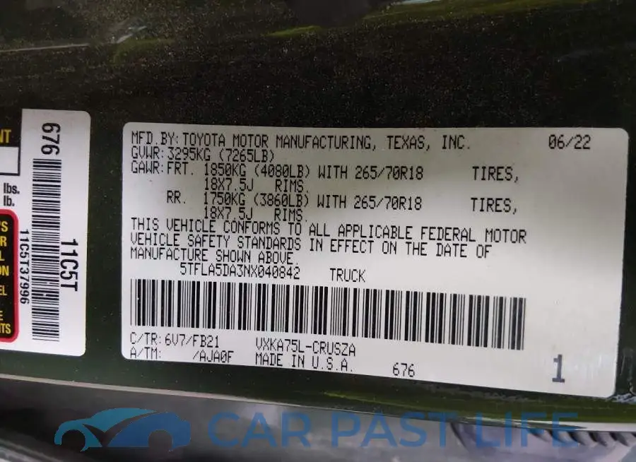 5TFLA5DA3NX040842# 9