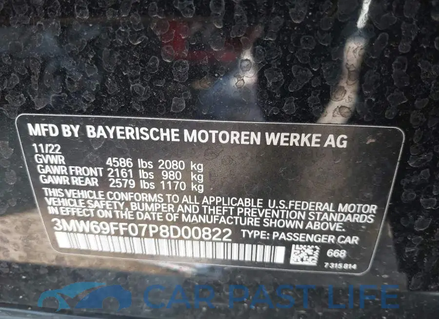3MW69FF07P8D00822# 9