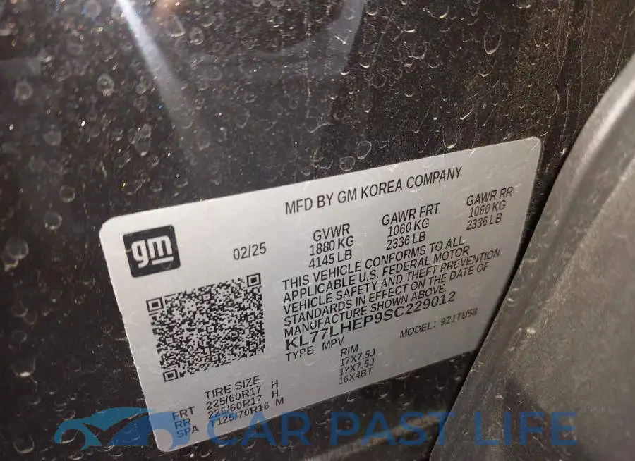 KL77LHEP9SC229012# 9