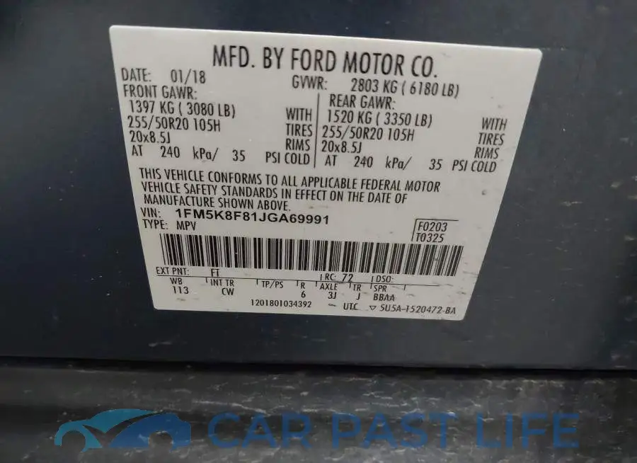 1FM5K8F81JGA69991# 9