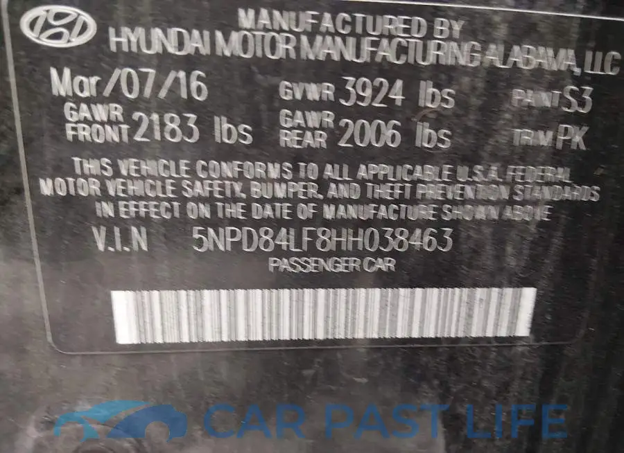 5NPD84LF8HH038463# 9