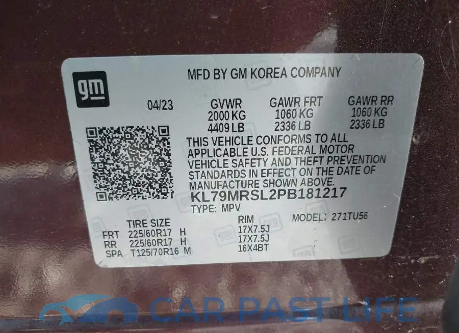 KL79MRSL2PB181217# 9