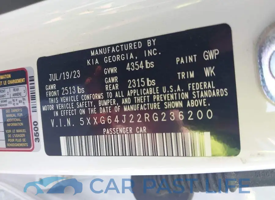 5XXG64J22RG236200# 9