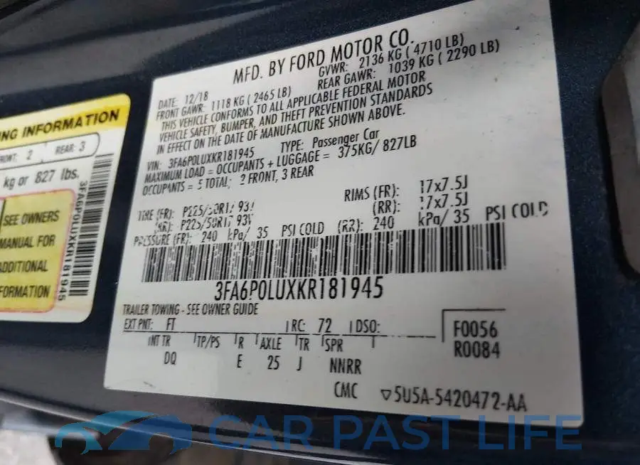 3FA6P0LUXKR181945# 9