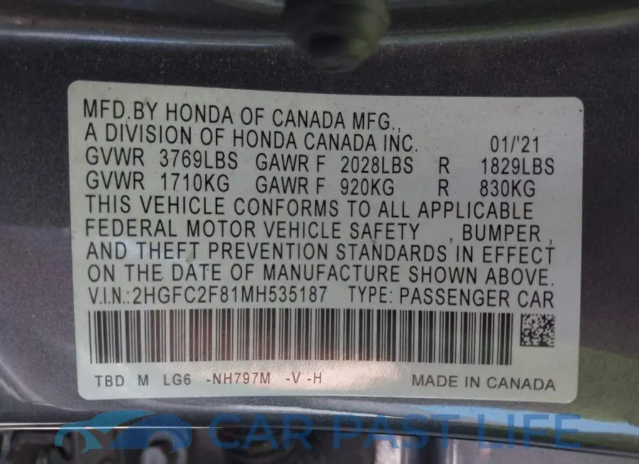 2HGFC2F81MH535187# 9