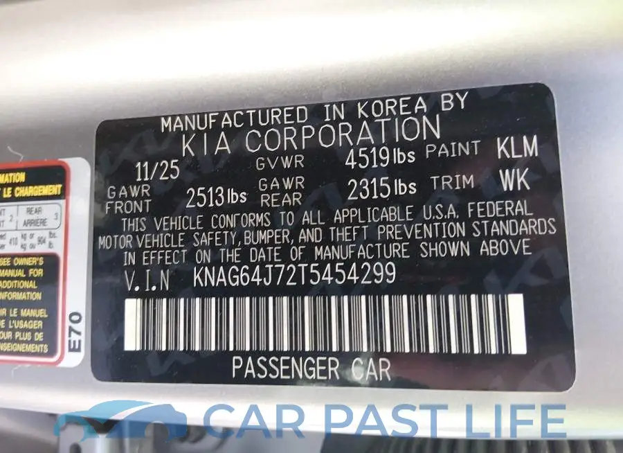 KNAG64J72T5454299# 9