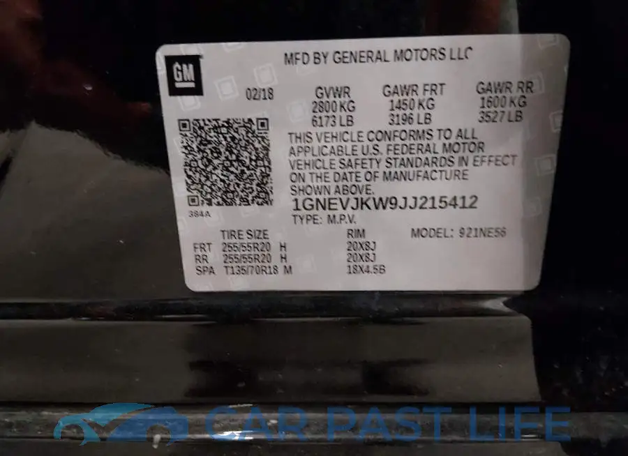 1GNEVJKW9JJ215412# 9