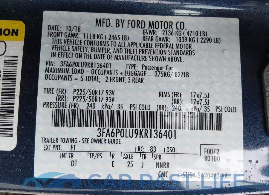3FA6P0LU9KR136401# 9