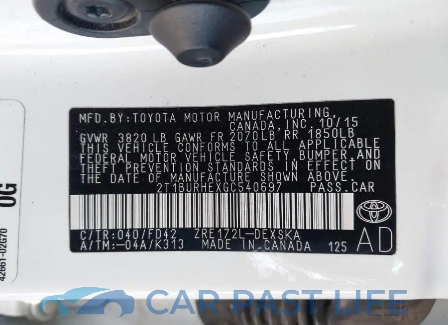 2T1BURHEXGC540697# 9