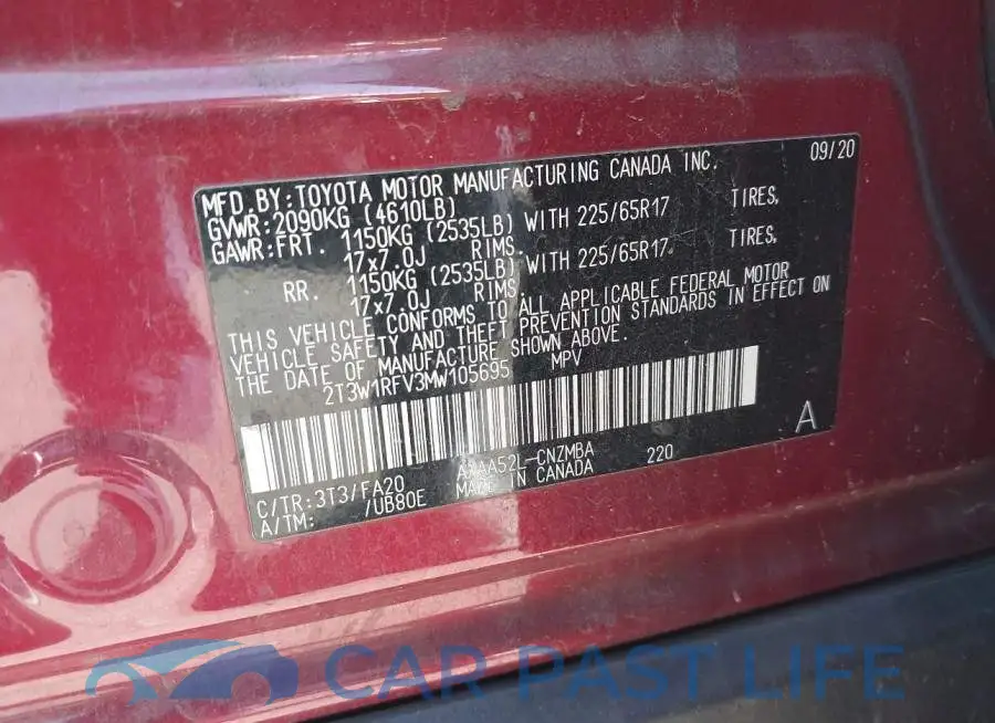 2T3W1RFV3MW105695# 9