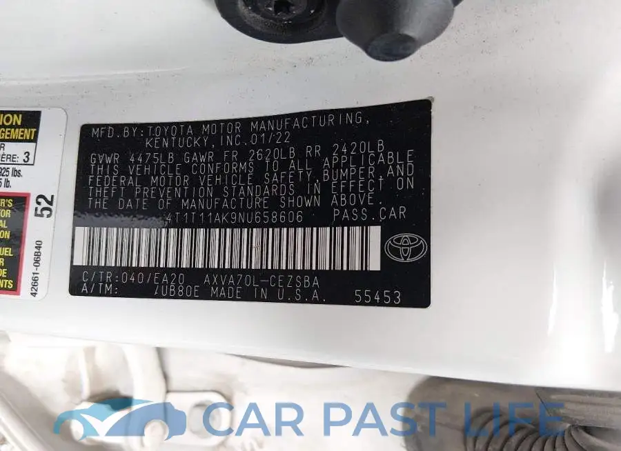 4T1T11AK9NU658606# 9