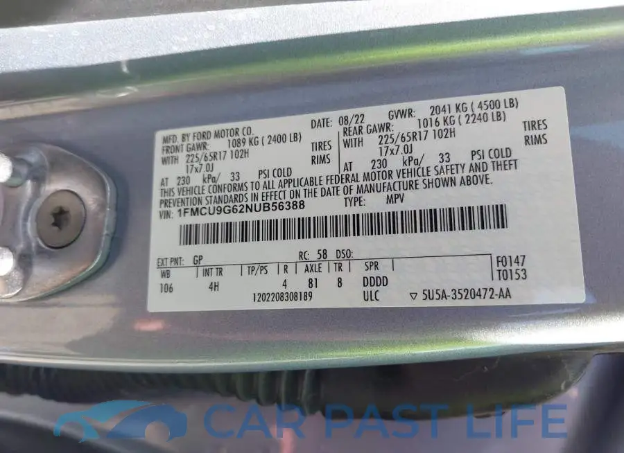 1FMCU9G62NUB56388# 9
