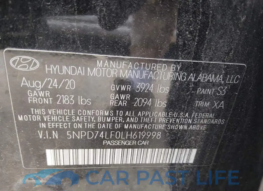 5NPD74LF0LH619998# 9