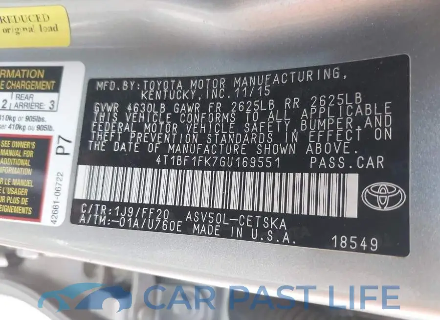 4T1BF1FK7GU169551# 9