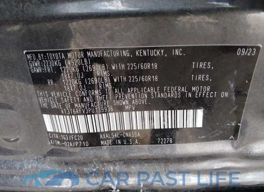 4T3T6RFV3PU139936# 9