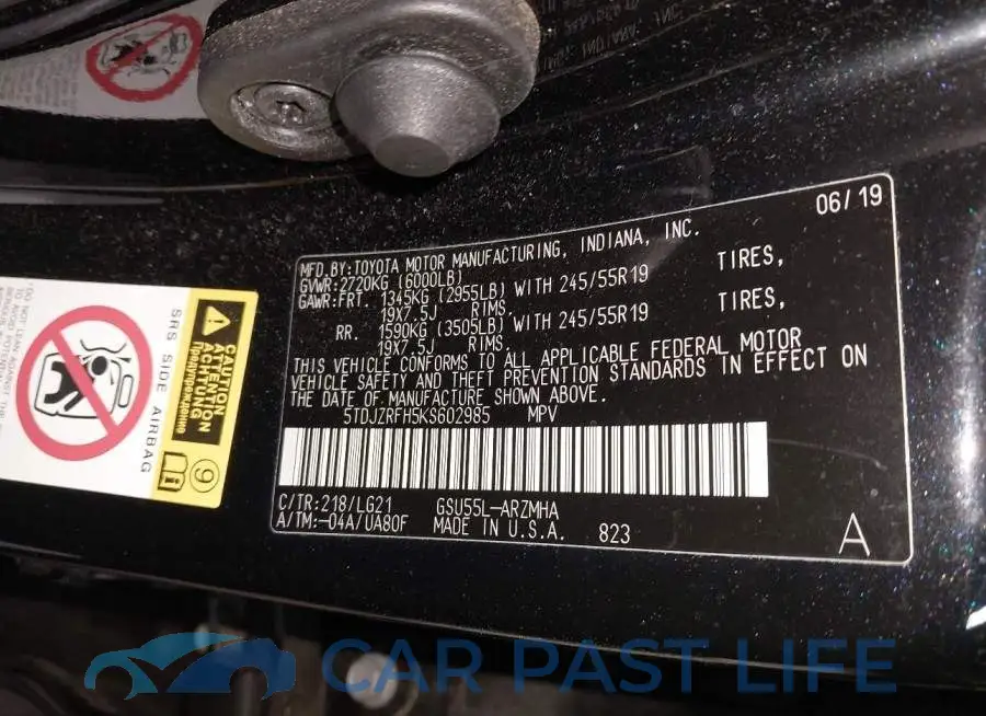 5TDJZRFH5KS602985# 9