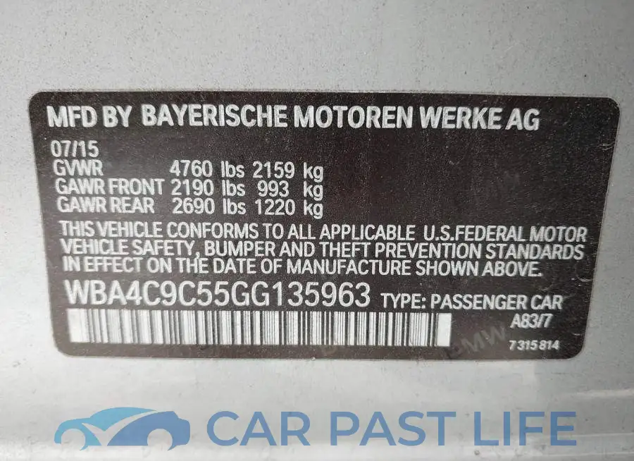 WBA4C9C55GG135963# 9