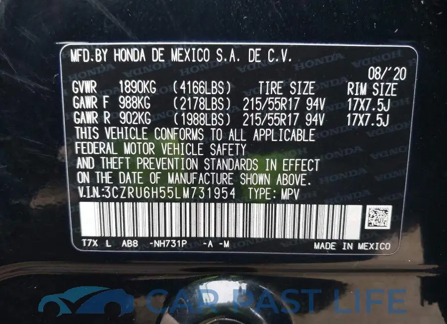 3CZRU6H55LM731954# 9