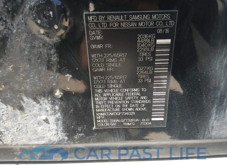 KNMAT2MT1GP734028# 9