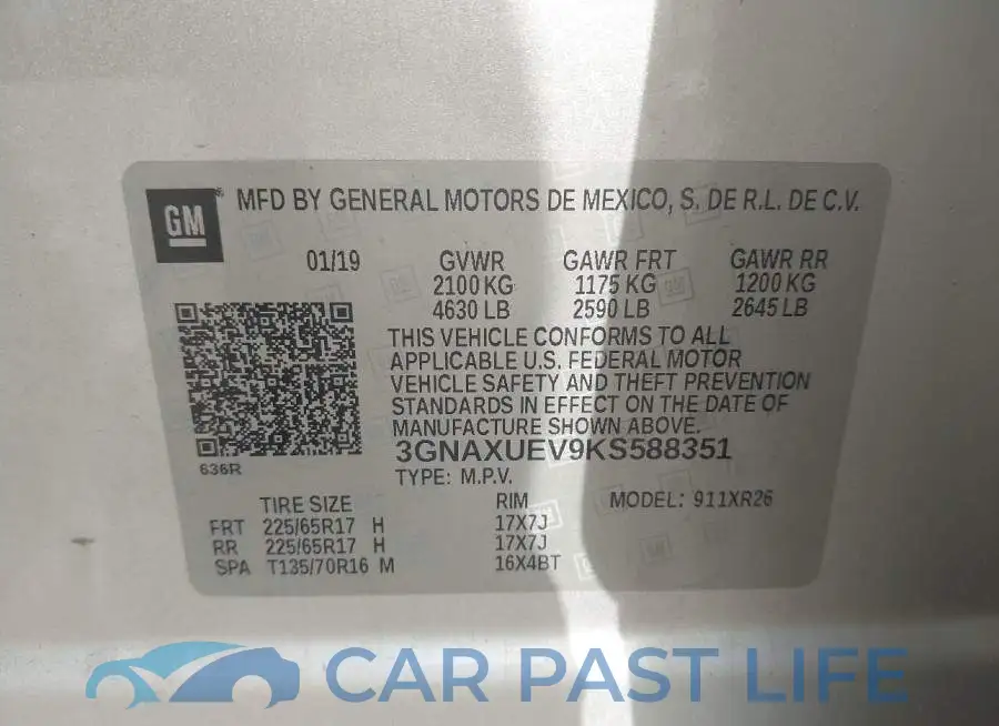 3GNAXUEV9KS588351# 9