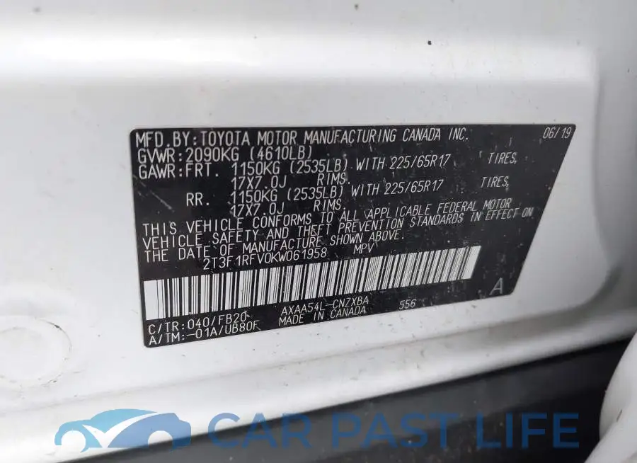 2T3F1RFV0KW061958# 9