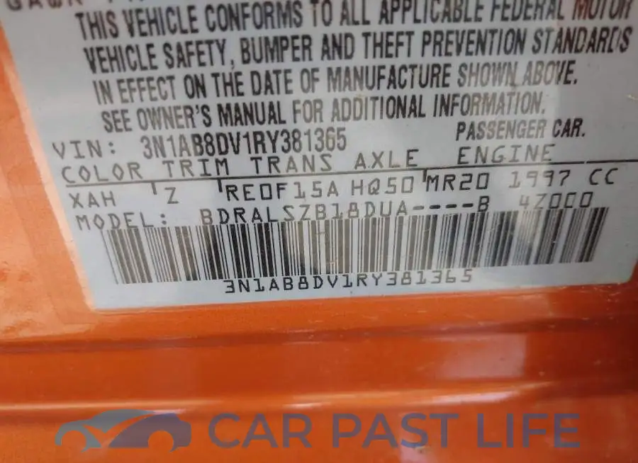 3N1AB8DV1RY381365# 9