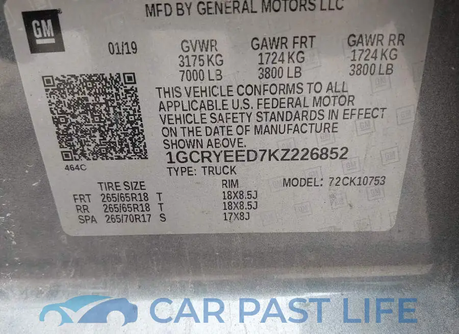 1GCRYEED7KZ226852# 9