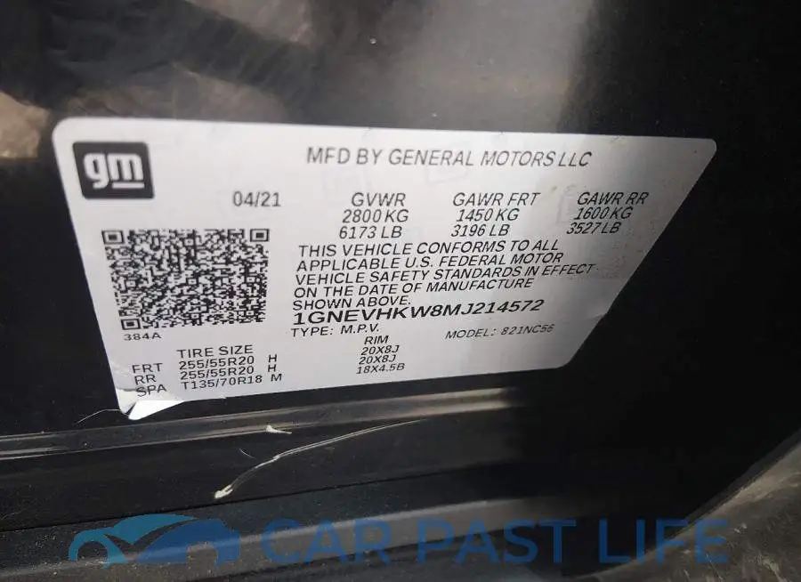 1GNEVHKW8MJ214572# 9