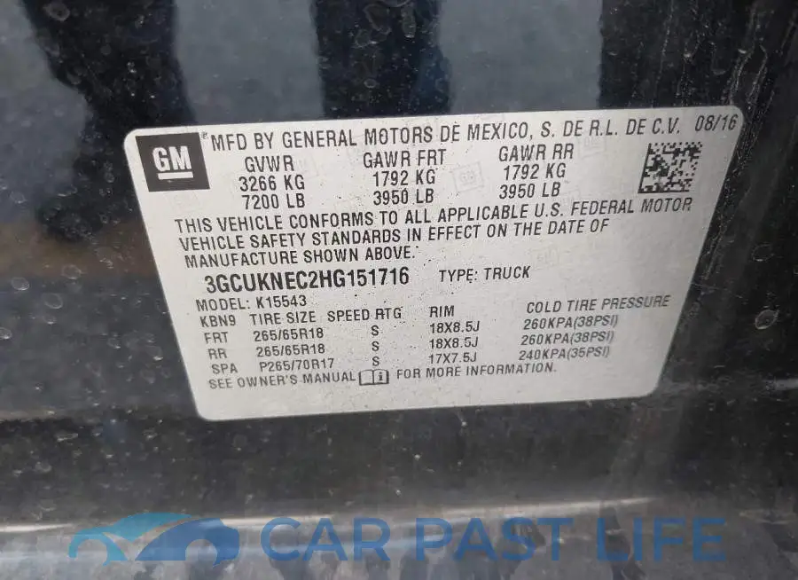 3GCUKNEC2HG151716# 9