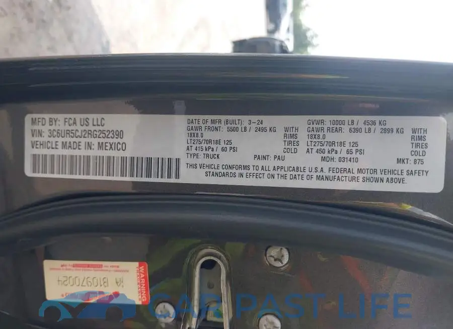 3C6UR5CJ2RG252390# 9