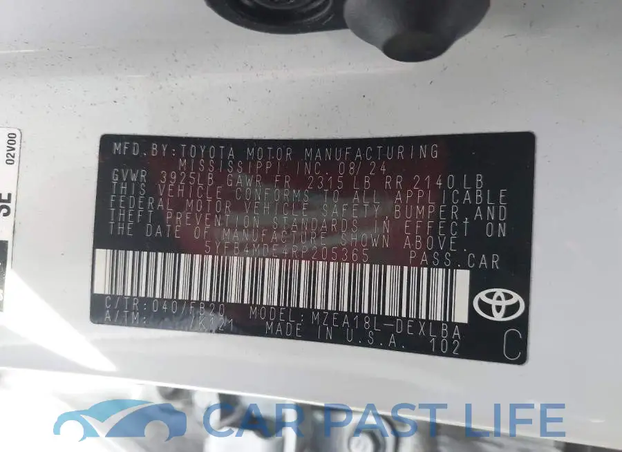 5YFB4MDE4RP205365# 9
