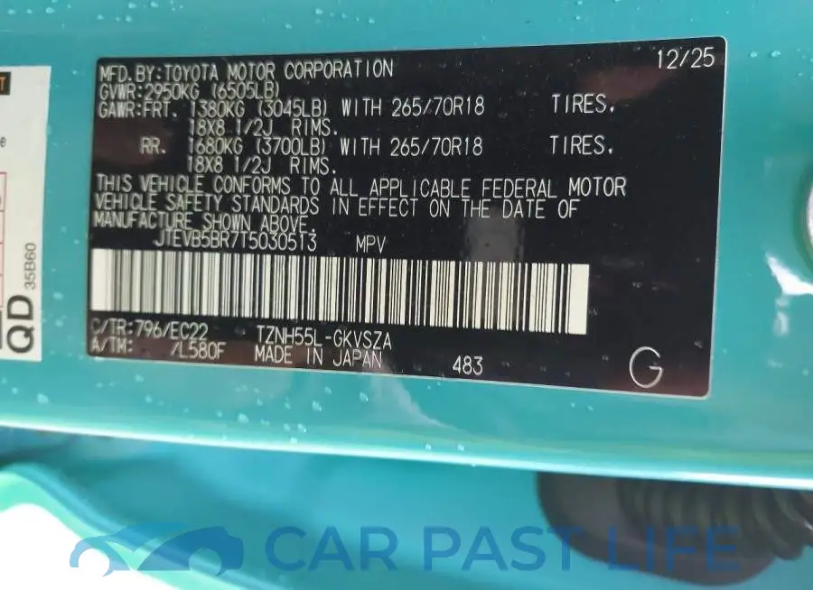 JTEVB5BR7T5030513# 9