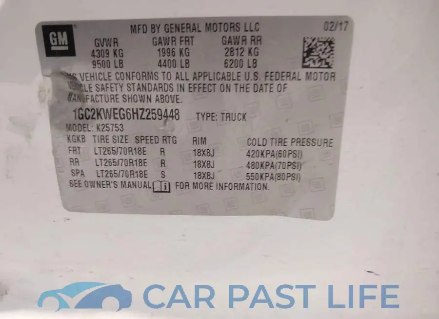 1GC2KWEG6HZ259448# 9