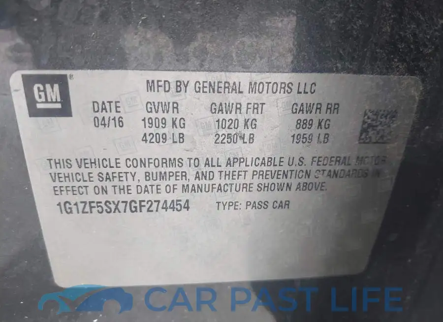 1G1ZF5SX7GF274454# 9
