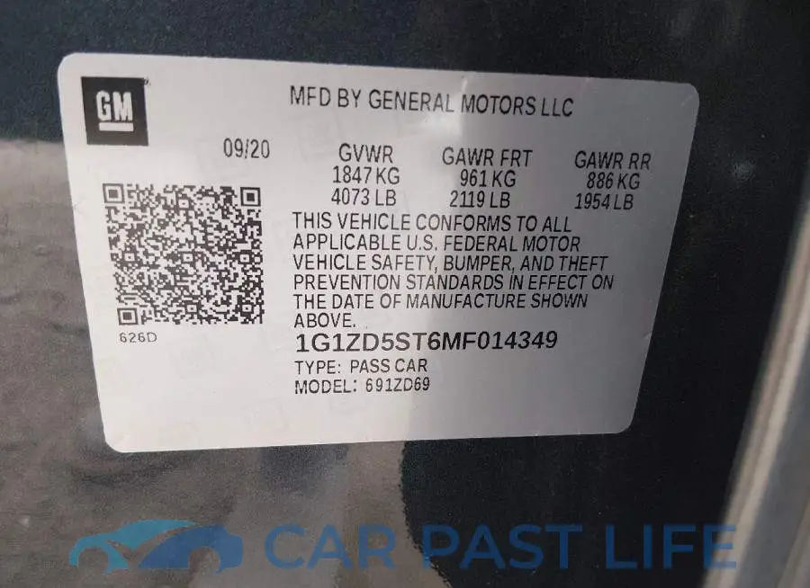 1G1ZD5ST6MF014349# 9