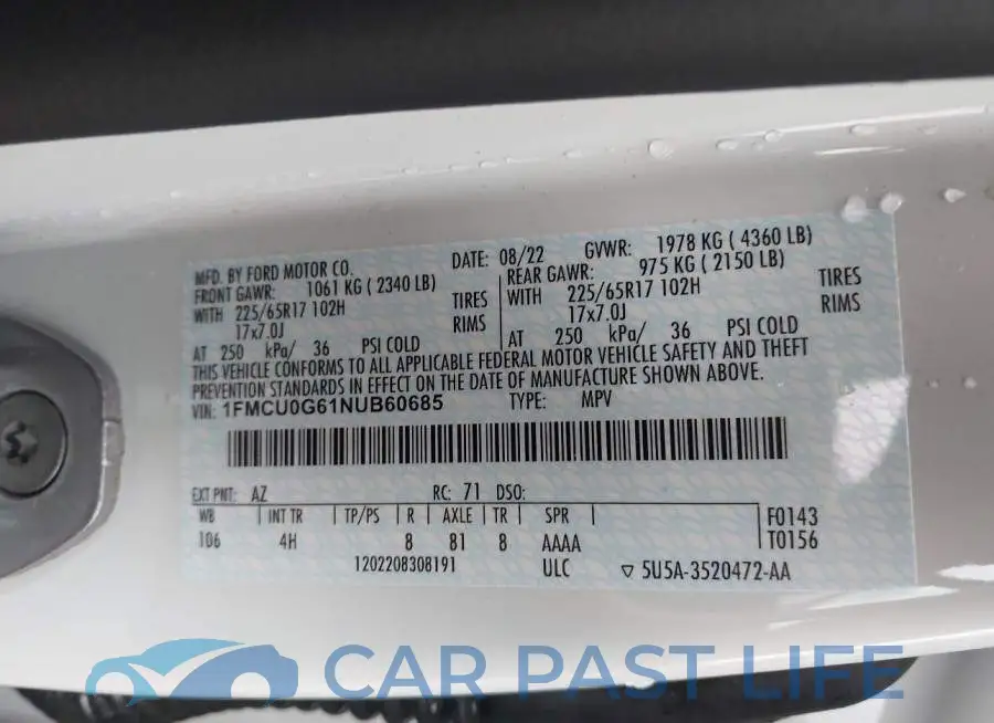 1FMCU0G61NUB60685# 9