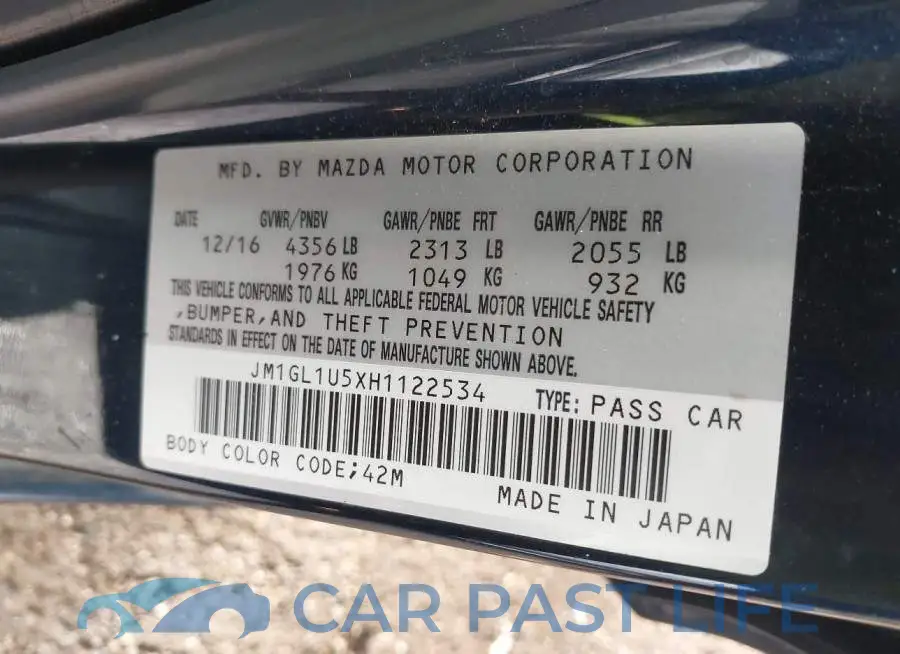 JM1GL1U5XH1122534# 9