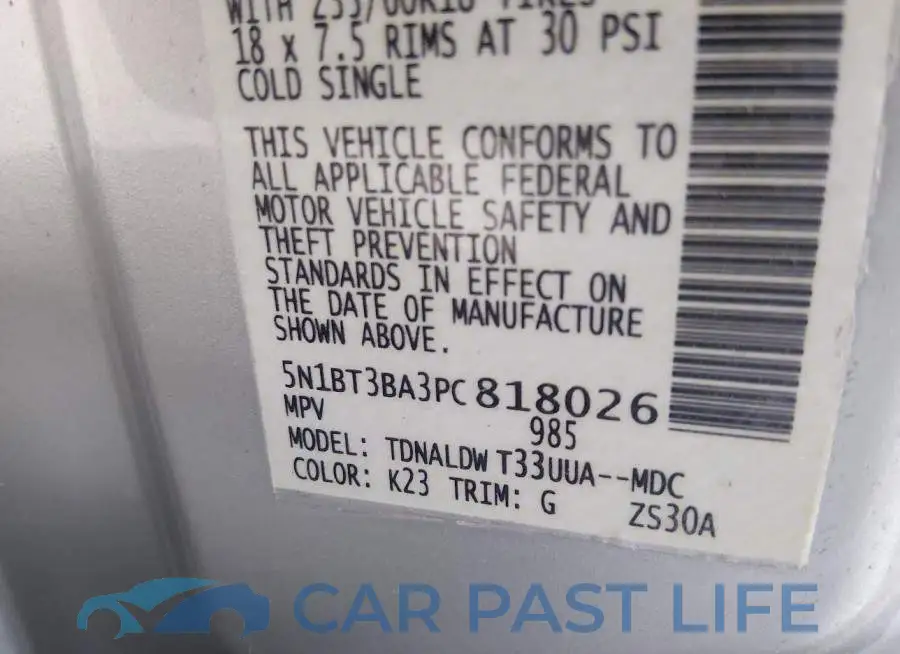 5N1BT3BA3PC818026# 9