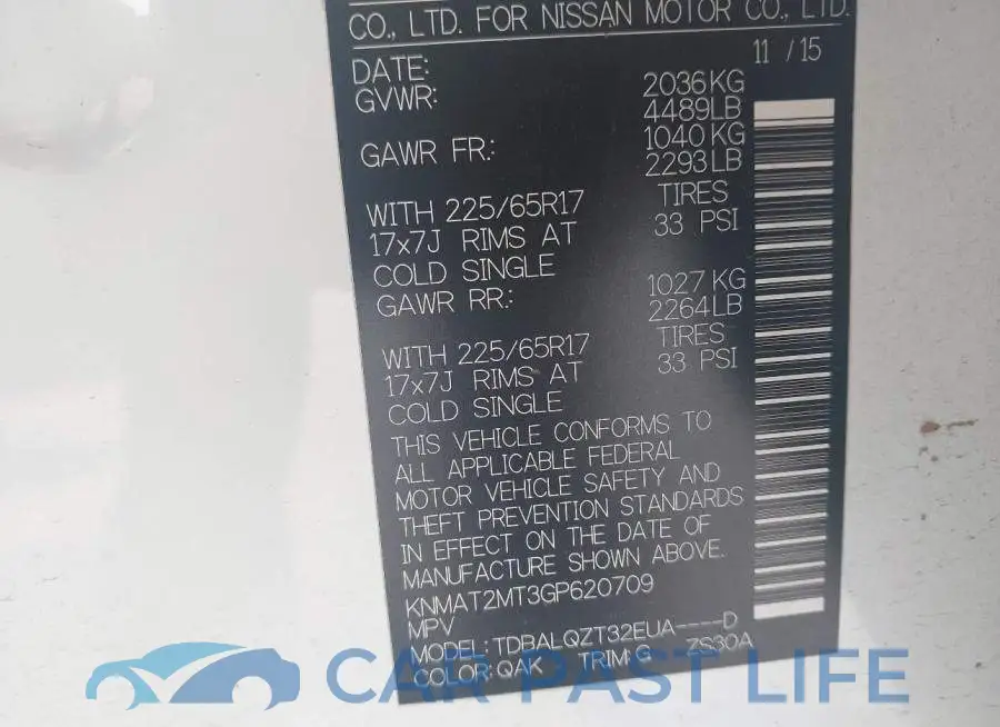 KNMAT2MT3GP620709# 9