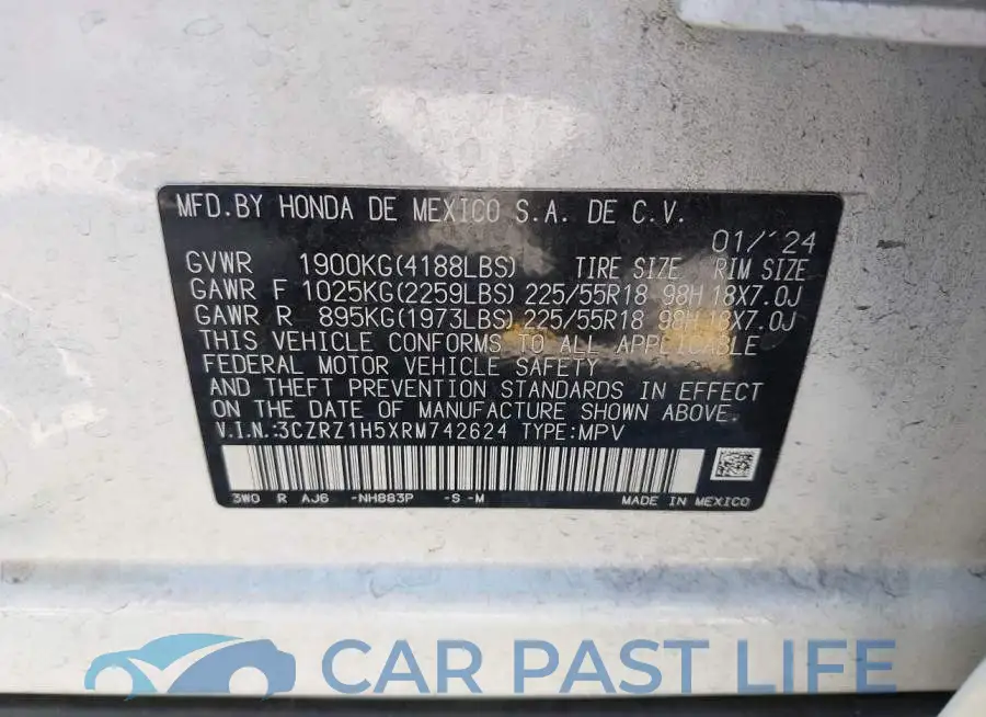 3CZRZ1H5XRM742624# 9