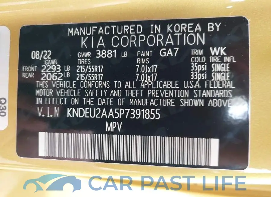 KNDEU2AA5P7391855# 9