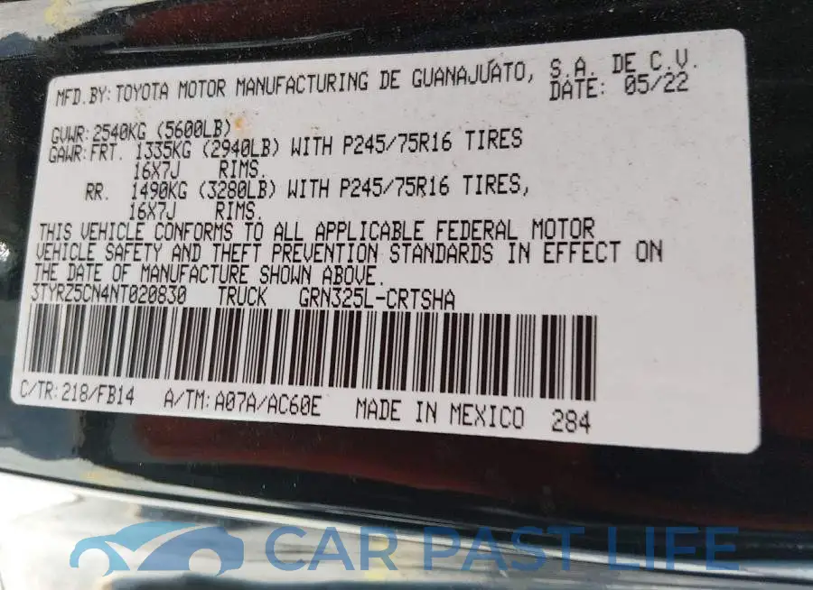 3TYRZ5CN4NT020830# 9