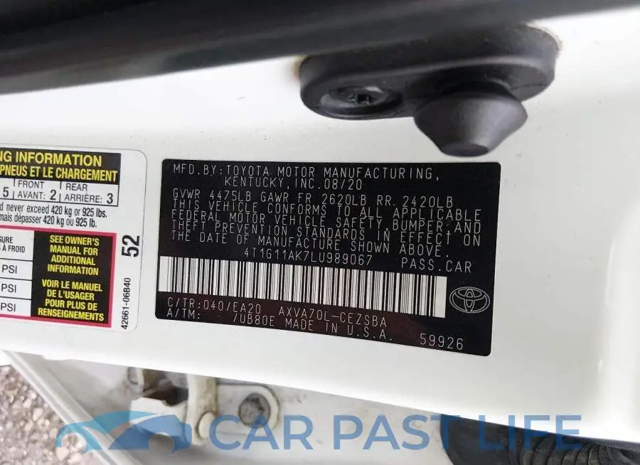 4T1G11AK7LU989067# 9