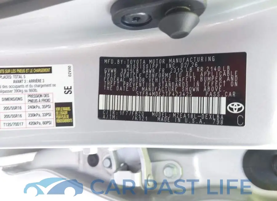 5YFB4MDE2TP423425# 9