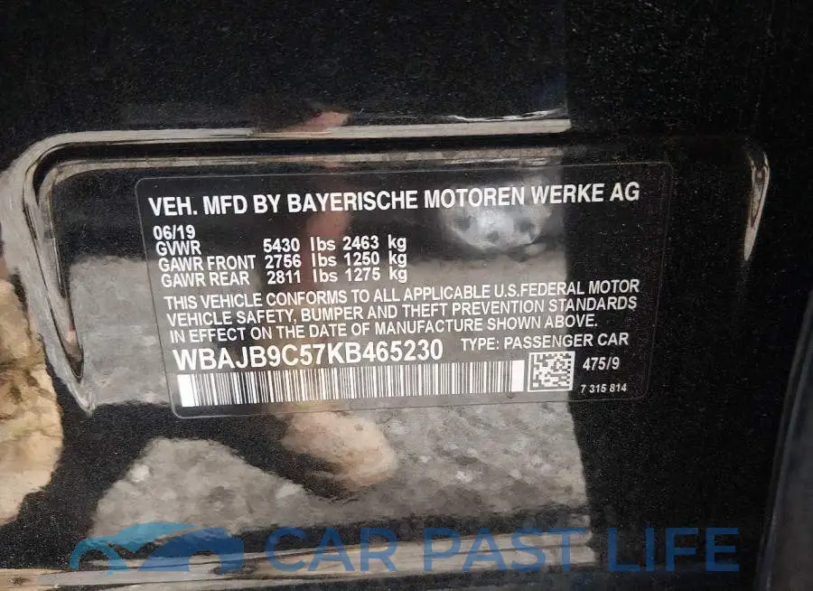WBAJB9C57KB465230# 9