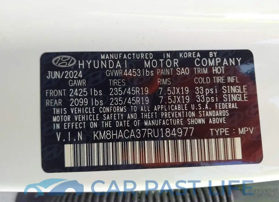 KM8HACA37RU184977# 9