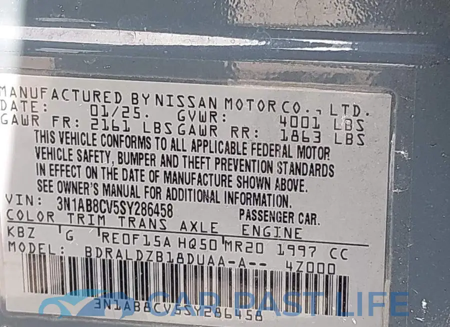 3N1AB8CV5SY286458# 9