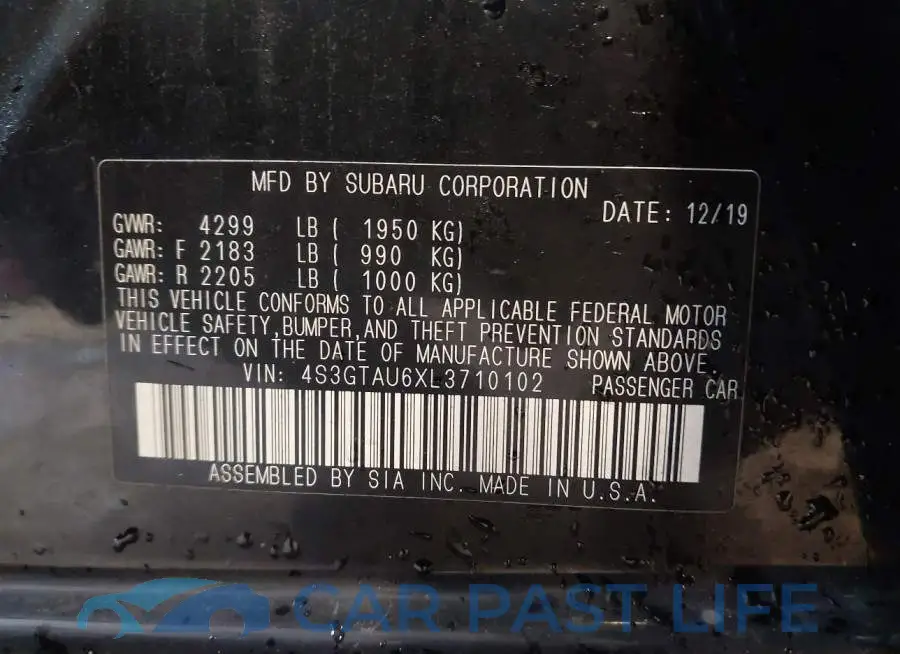 4S3GTAU6XL3710102# 9