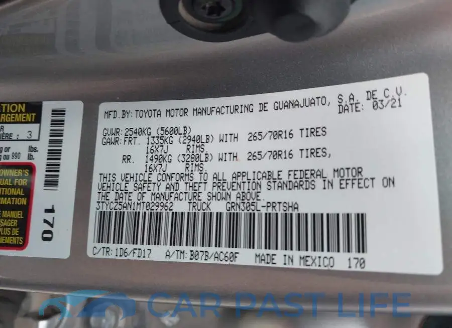 3TYCZ5AN1MT029962# 9