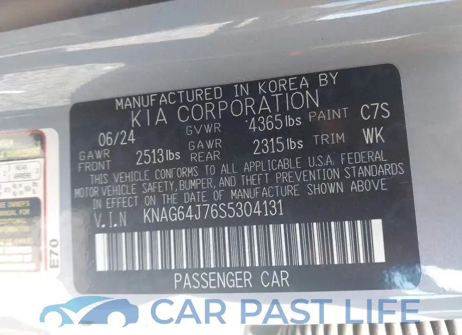 KNAG64J76S5304131# 9
